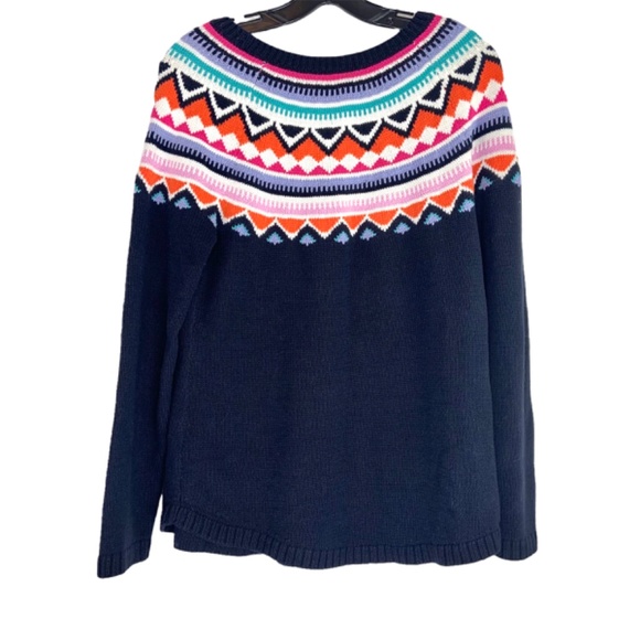 Talbots Multicolor Patterned Fairisle Crew Neck Sweater medium cotton - Picture 2 of 6